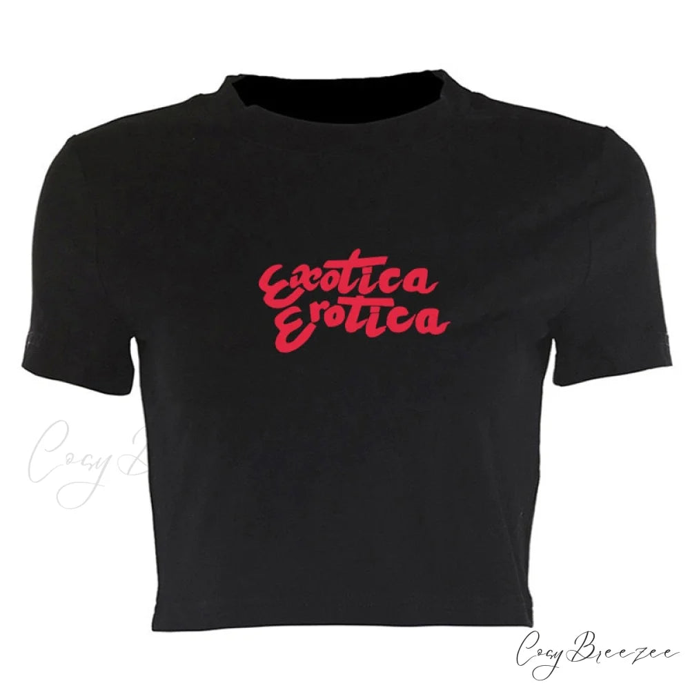 Lettered Elegant Printed Tee Black / S