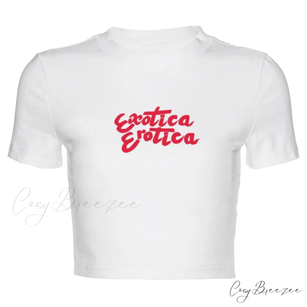 Lettered Elegant Printed Tee White / S