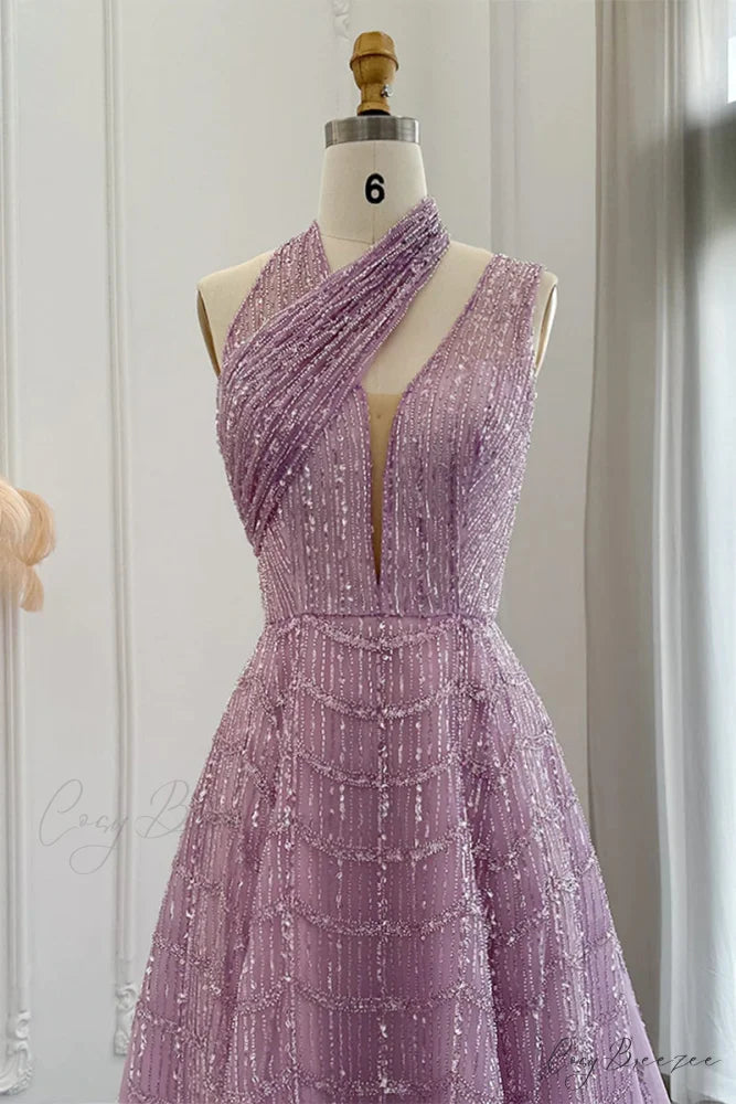 Lifelong Romance Beaded Trendy Sequin Halter Maxi Dress
