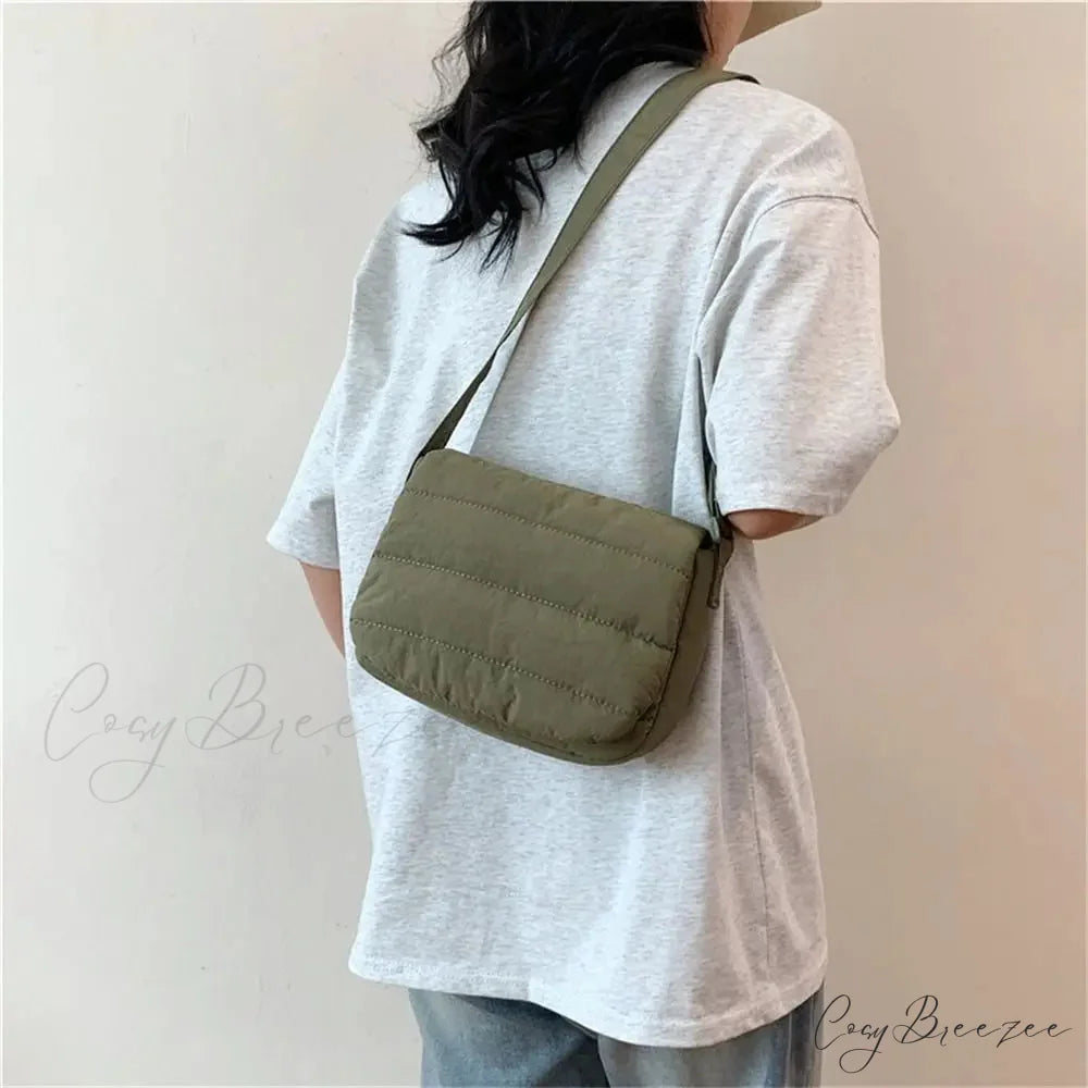 Lightweight Solid Cotton Casual Crossbody Bag Green crossbody-250126