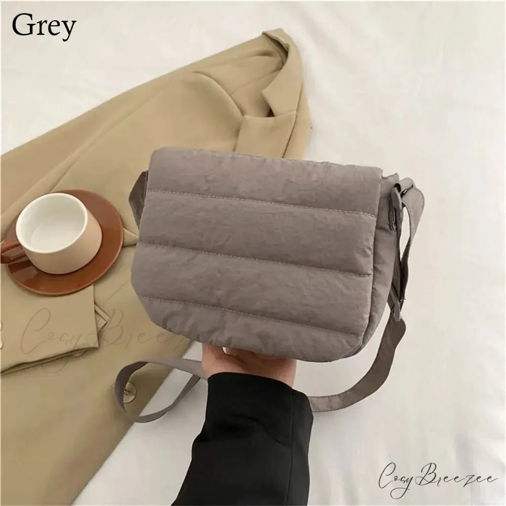 Lightweight Solid Cotton Casual Crossbody Bag Grey crossbody-250126