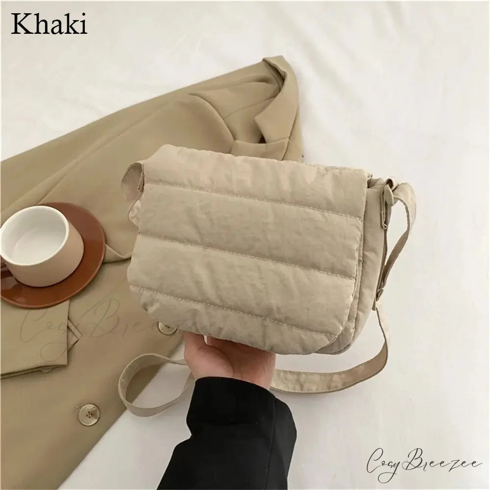 Lightweight Solid Cotton Casual Crossbody Bag khaki crossbody-250126