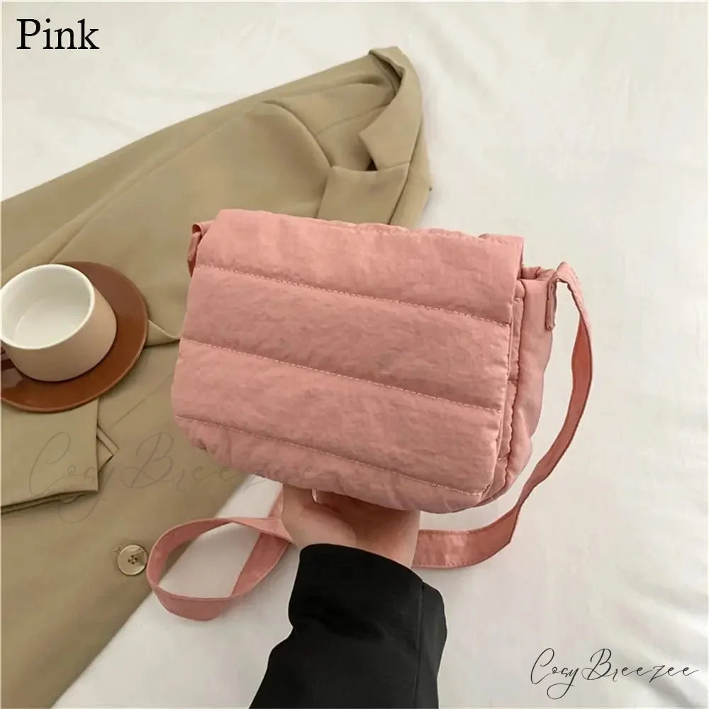 Lightweight Solid Cotton Casual Crossbody Bag Pink crossbody-250126