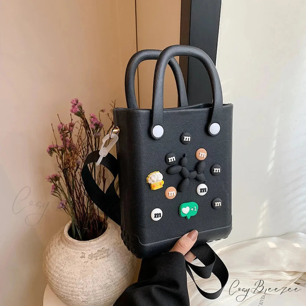 Lightweight Travel Beach Womens Shoulder Handbag black1 / (20cm handbag-250126