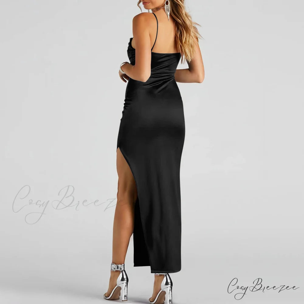 Lola High Slit Charming Satin Dress 2