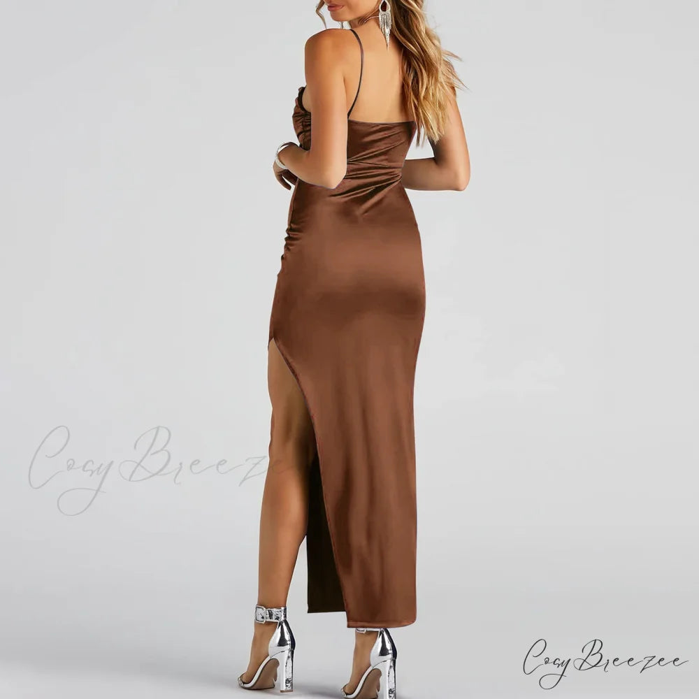 Lola High Slit Charming Satin Dress 2