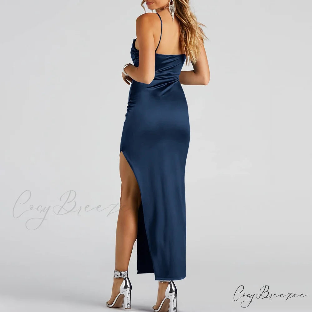 Lola High Slit Charming Satin Dress 2
