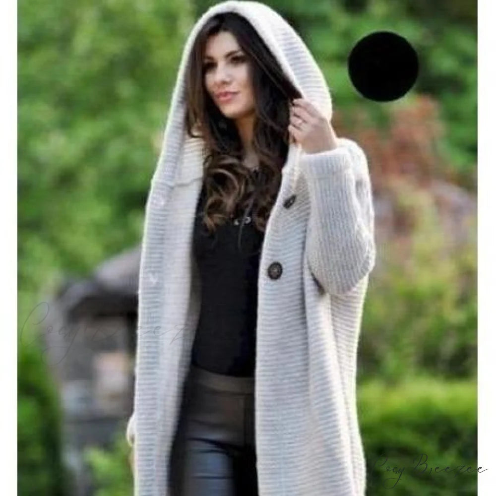 Long Knitted Coat Beige / S