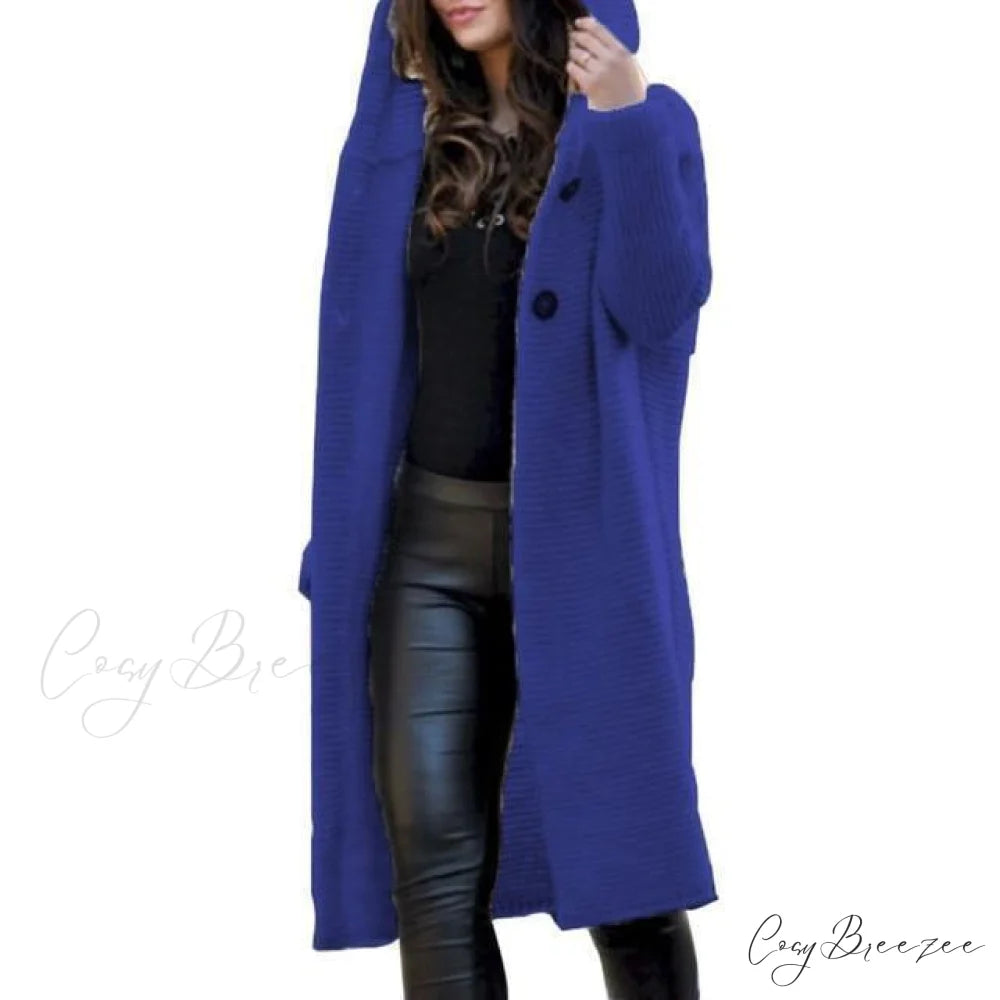 Long Knitted Coat Blue / S