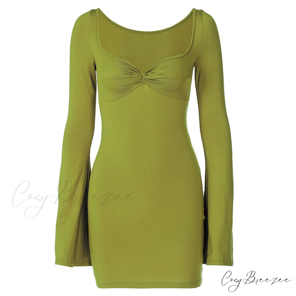Long Sleeve Blouse Wide Leg Classic Pant Matching Set - Green M / Green