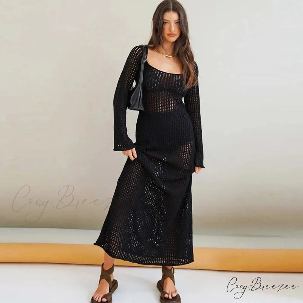 Long Sleeve Commute Robe Maxi Dress