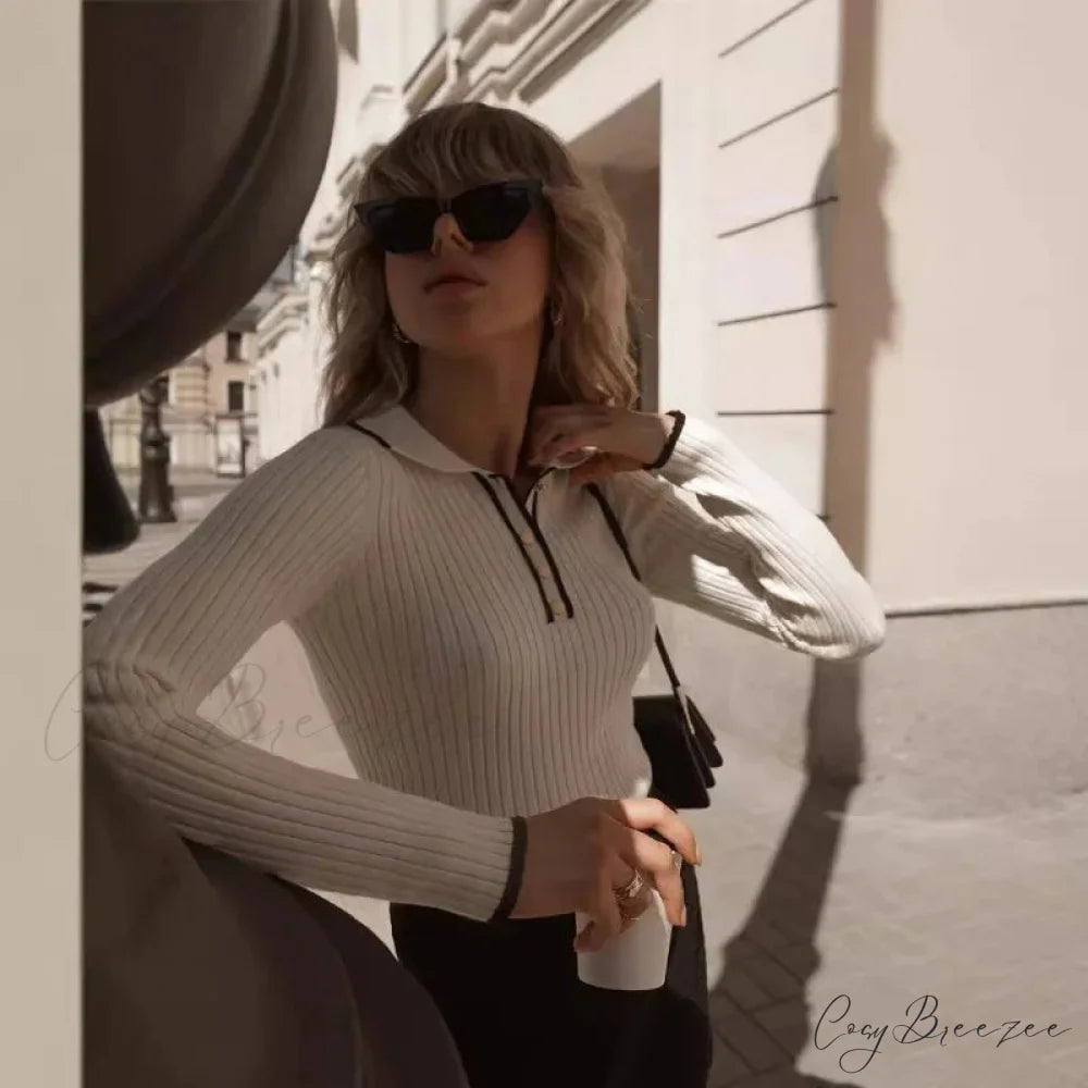 Long Sleeve Patchwork Colorblock Sweater swraters-241228