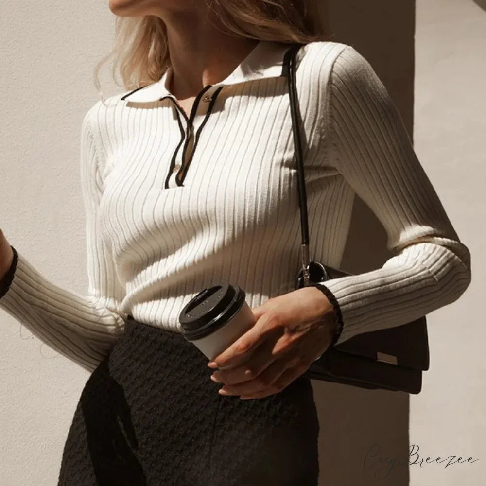 Long Sleeve Patchwork Colorblock Sweater WHITE / S swraters-241228