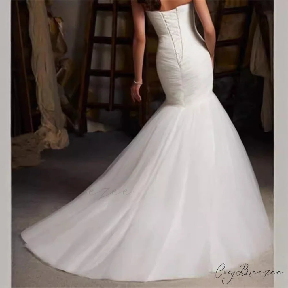 Long Train Mermaid Tie-Up Wedding Dress weddingdress-250223