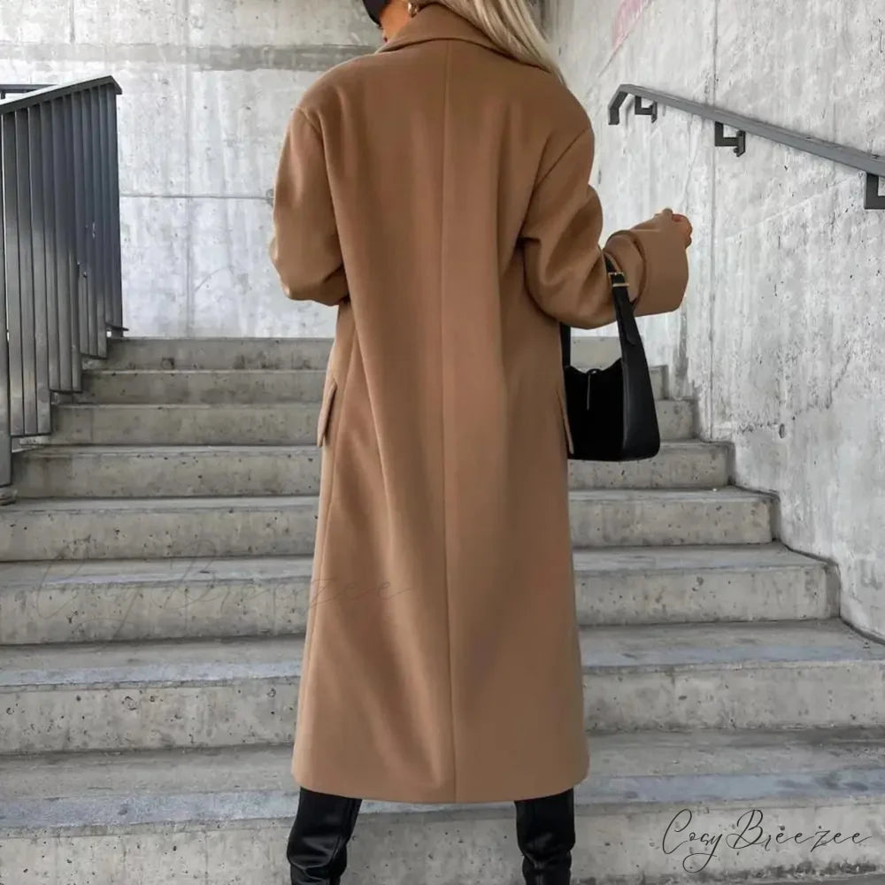 Loose Double-Breasted Windproof Coat Khaki / S overcoats-241228
