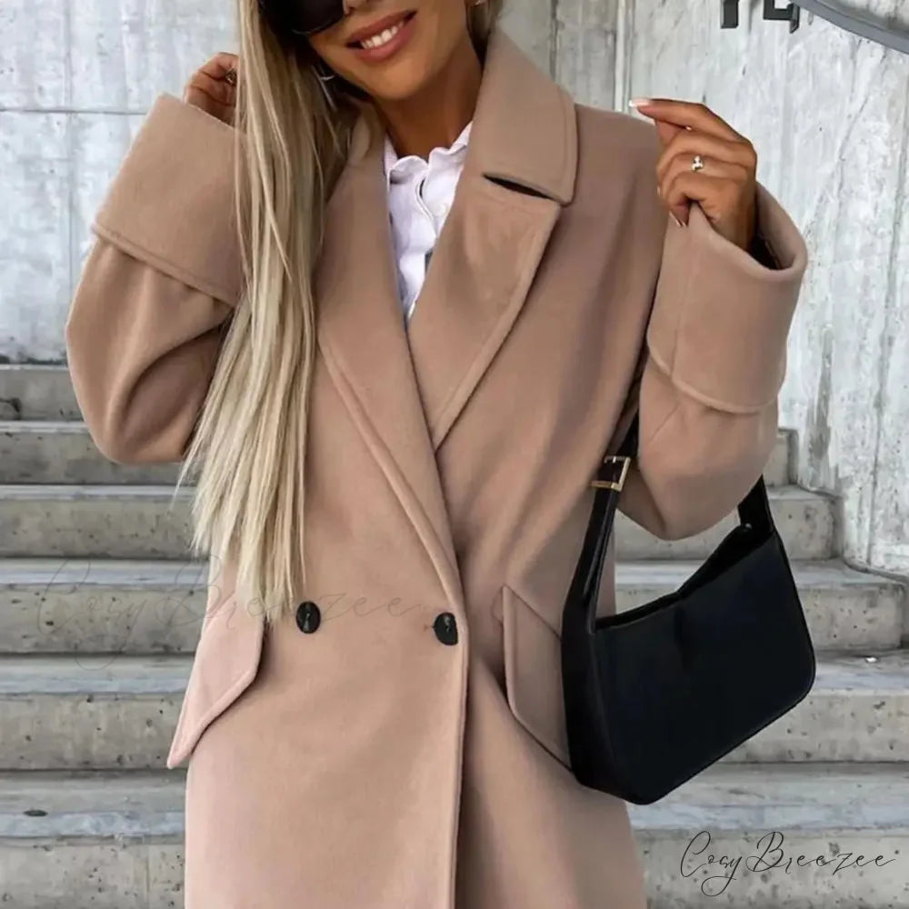 Loose Double-Breasted Windproof Coat Light Khaki / S overcoats-241228