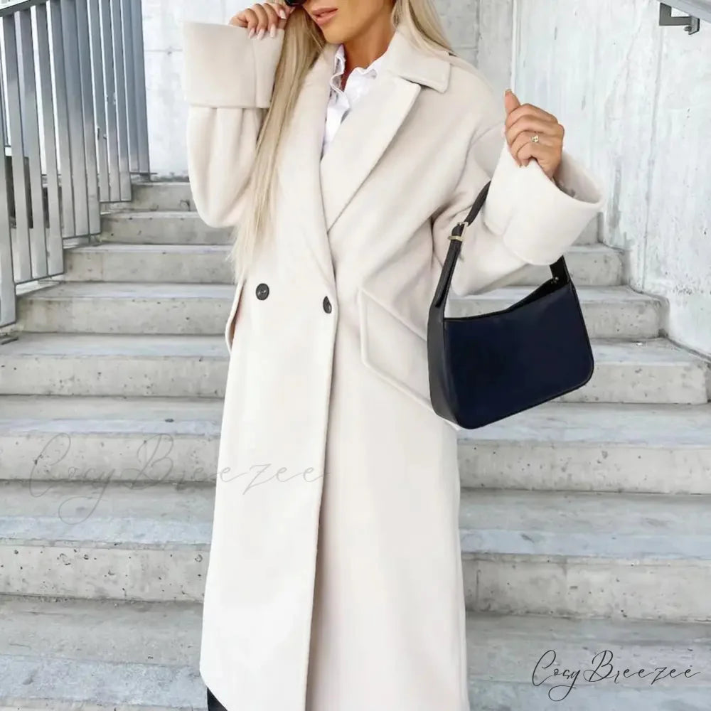 Loose Double-Breasted Windproof Coat WHITE / S overcoats-241228