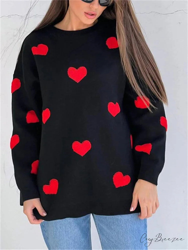 Loose Fashion Patchwork Long Sleeve Sweater Black / S swraters-241228