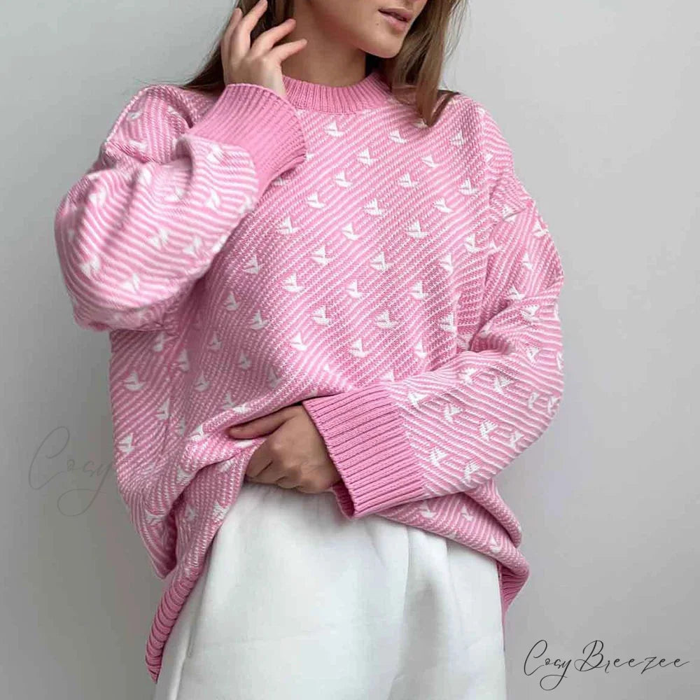 Loose Fashion Printed Long Sleeve Sweater swraters-241228