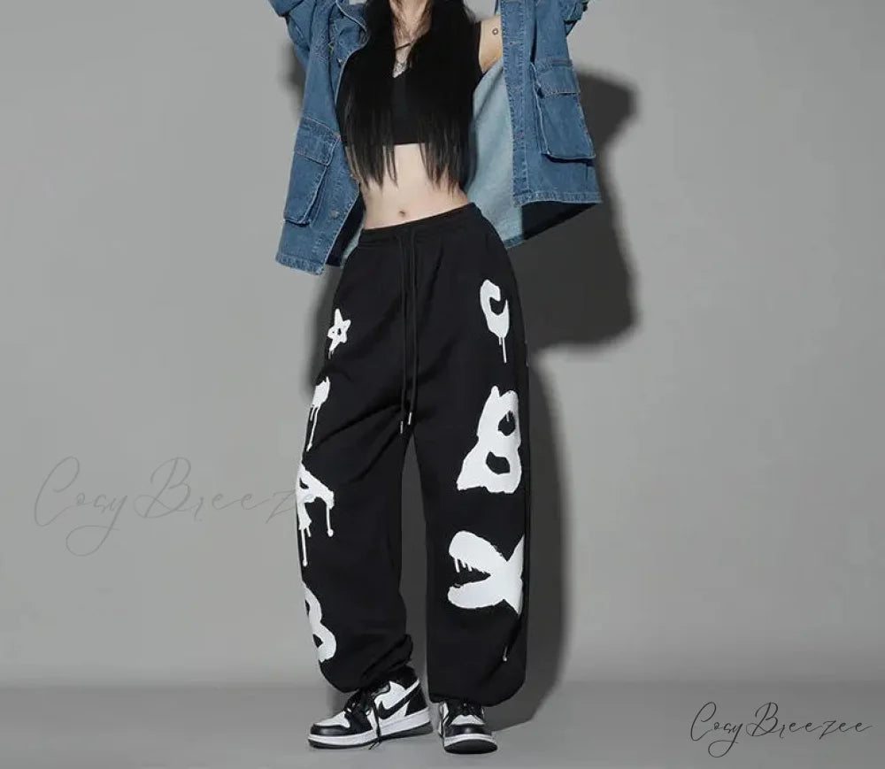 Loose Hip Hop Letter Dance Pants pants-241228
