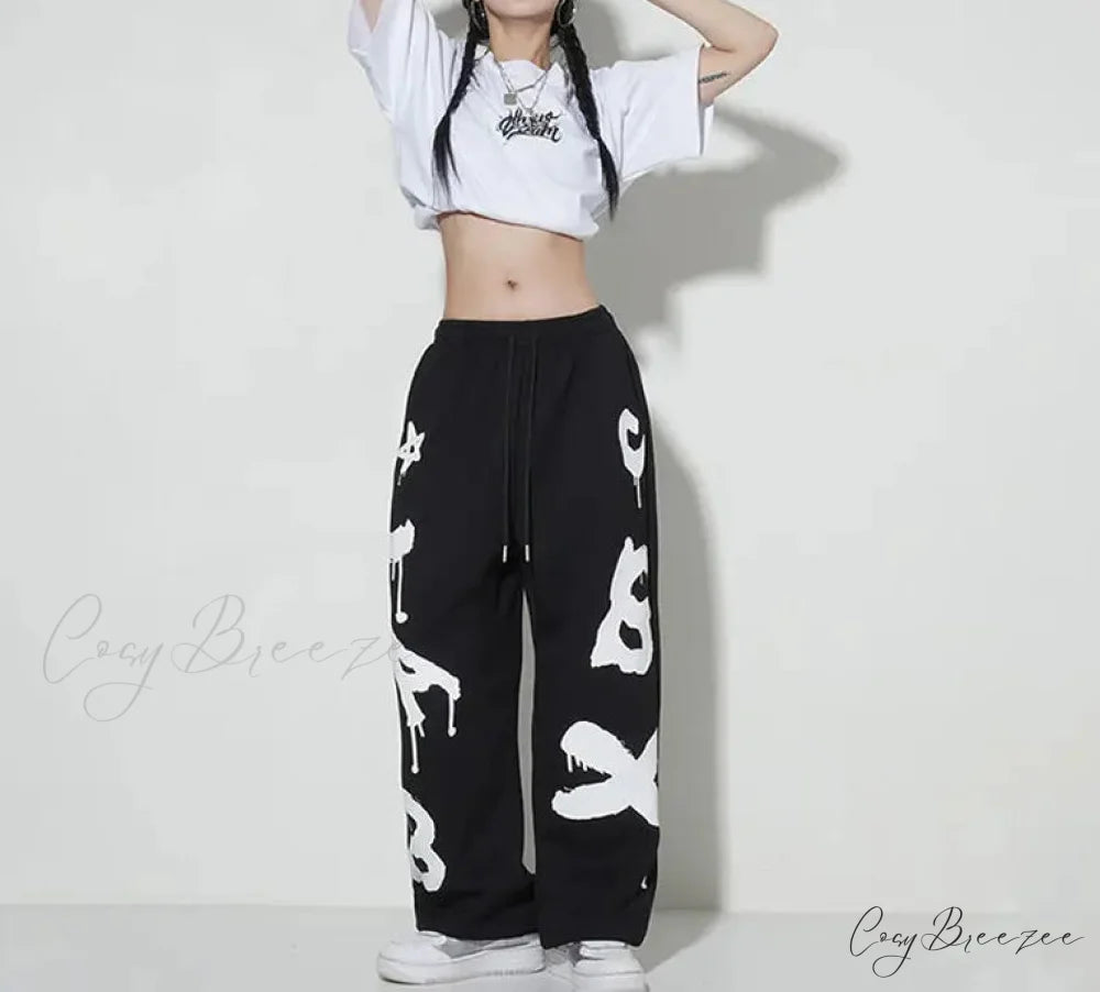 Loose Hip Hop Letter Dance Pants pants-241228