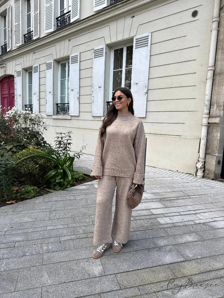 Loose Knit O-neck Sweater for Women swraters-241228