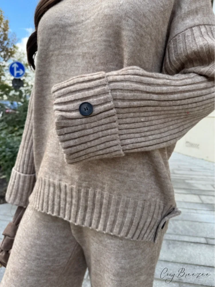 Loose Knit O-neck Sweater for Women swraters-241228