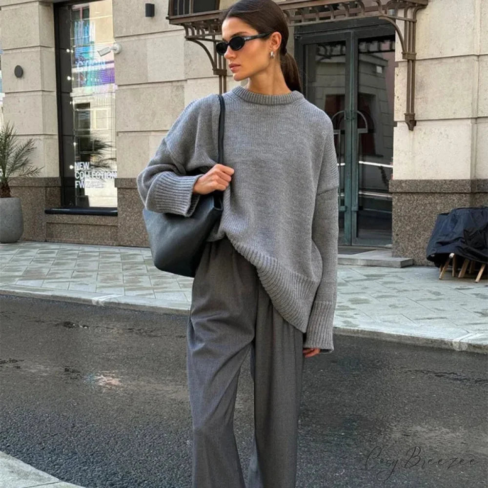 Loose O-neck Casual Streetwear Sweater swraters-241228