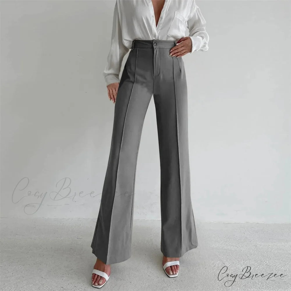 Loose Split Straight Relaxed Pants Grey / S pants-241228