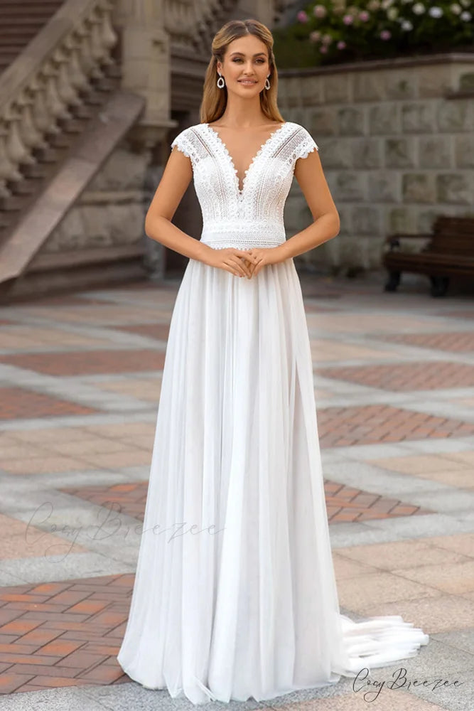 Love Devotion A-line Trendy White Wedding Dress White / 2