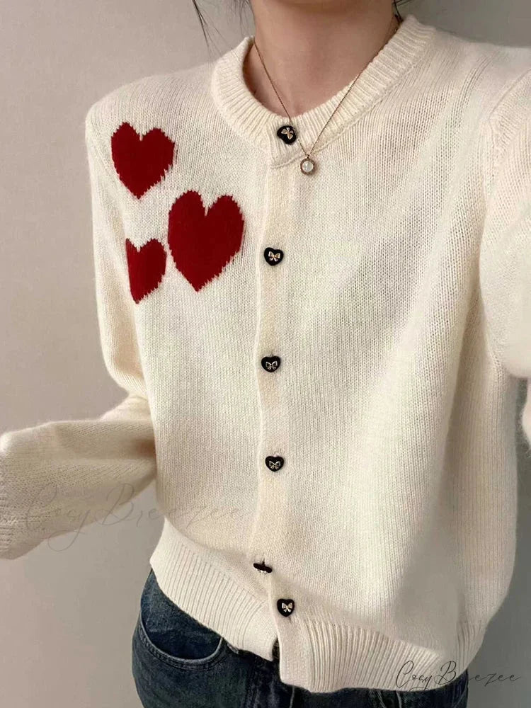 Love Print Vintage Sweet Cardigan