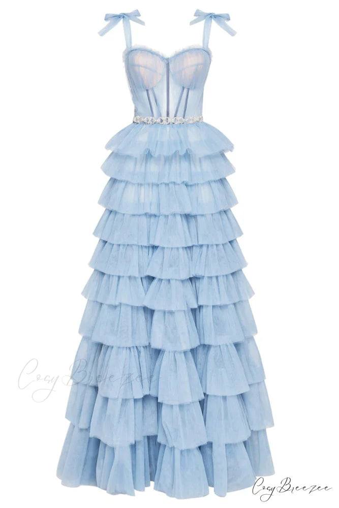 Love Stays True Trendy Frill-Layered Tulle Maxi Dress