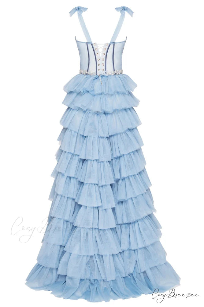 Love Stays True Trendy Frill-Layered Tulle Maxi Dress