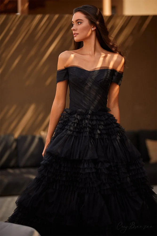 Love You So Trendy Off-The-Shoulder Frill-Layered Maxi Dress