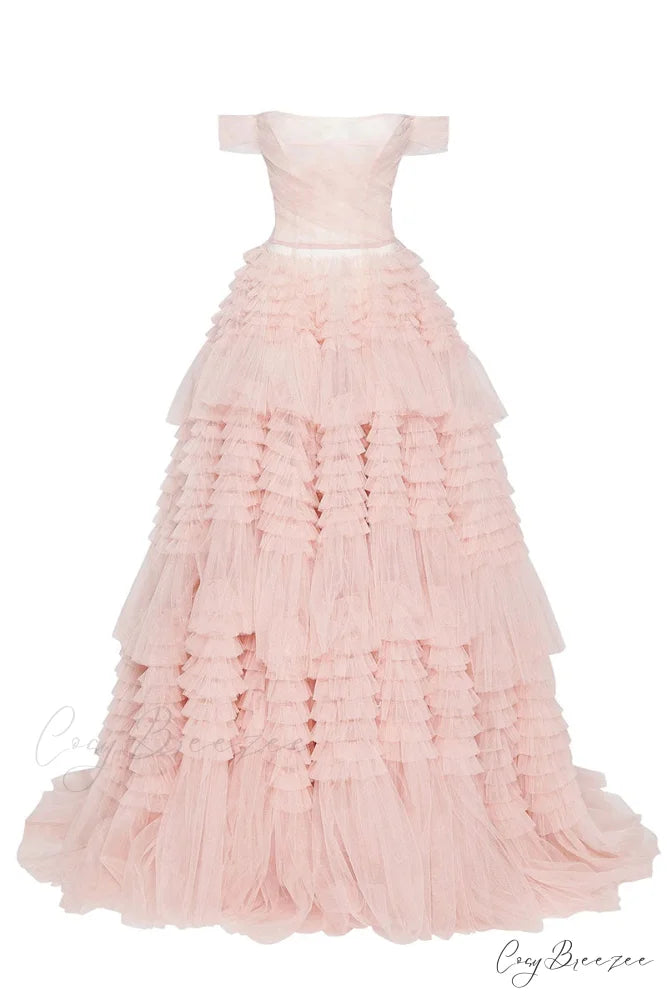 Love You So Trendy Off-The-Shoulder Frill-Layered Maxi Dress