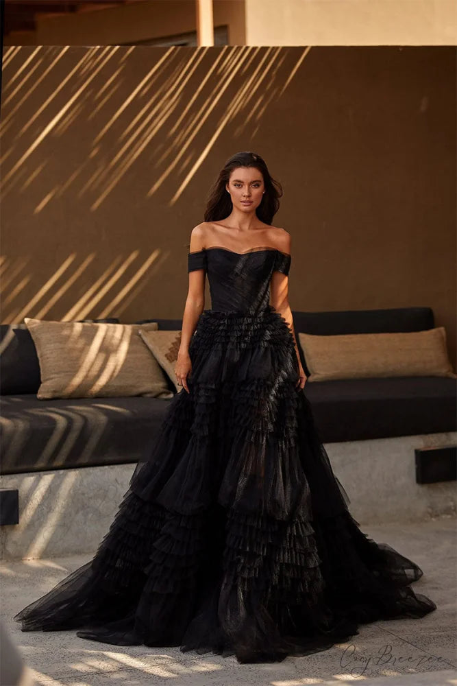 Love You So Trendy Off-The-Shoulder Frill-Layered Maxi Dress
