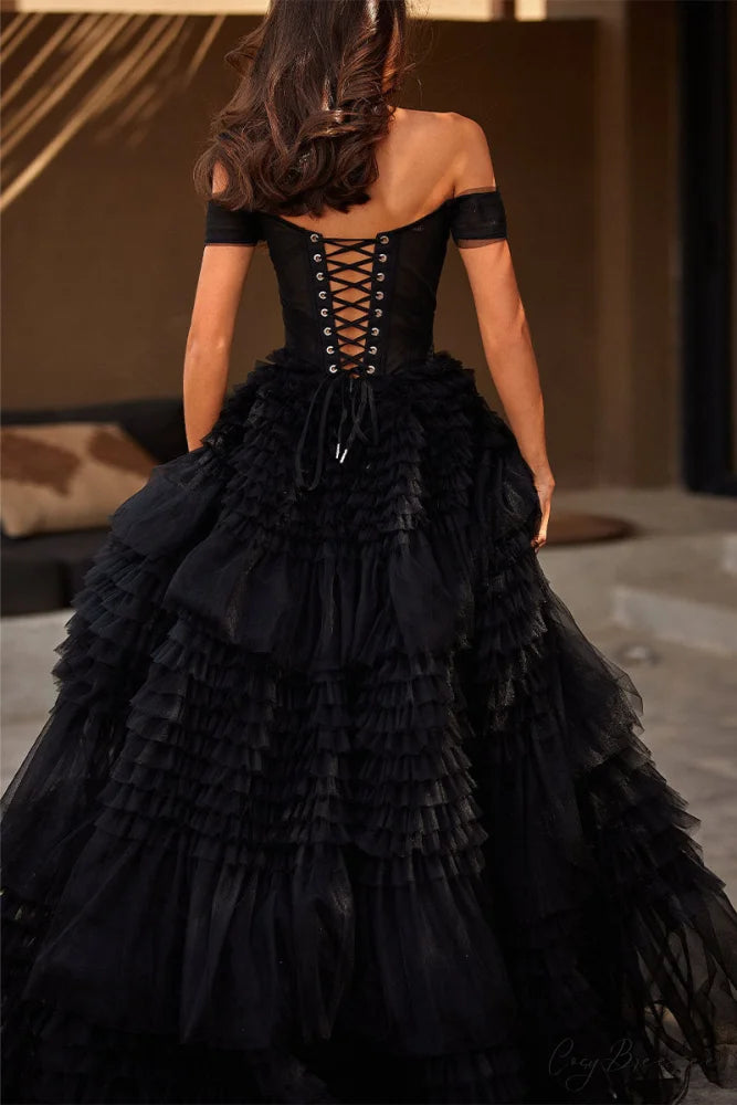 Love You So Trendy Off-The-Shoulder Frill-Layered Maxi Dress