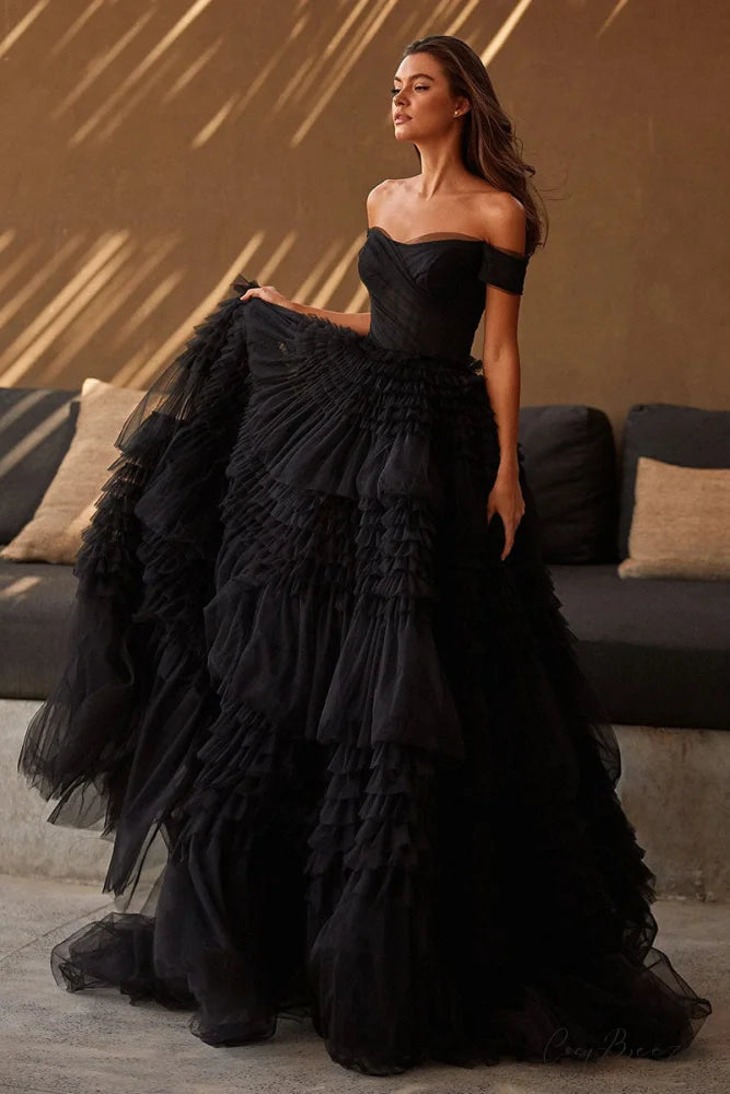 Love You So Trendy Off-The-Shoulder Frill-Layered Maxi Dress