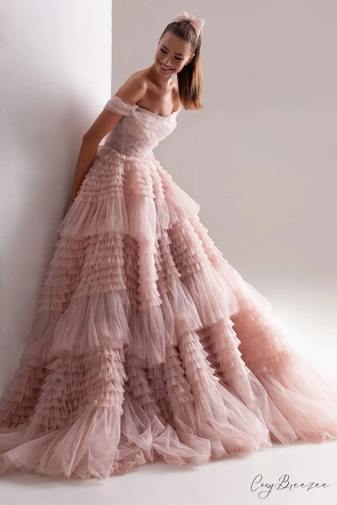 Love You So Trendy Off-The-Shoulder Frill-Layered Maxi Dress