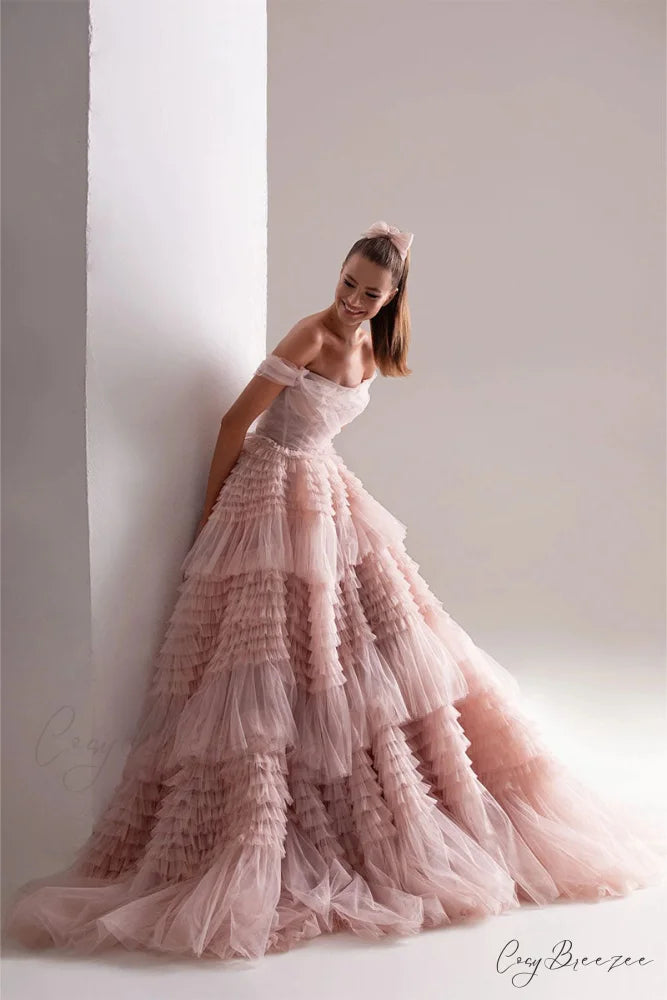 Love You So Trendy Off-The-Shoulder Frill-Layered Maxi Dress