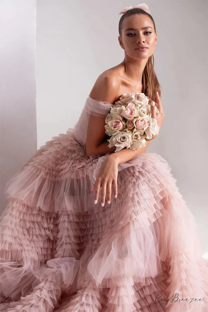 Love You So Trendy Off-The-Shoulder Frill-Layered Maxi Dress