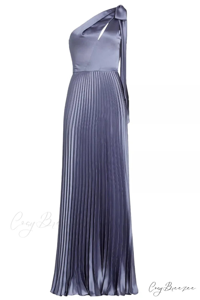 Lovely Evenings One-Shoulder Trendy Pleated Maxi Dress