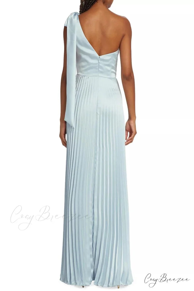 Lovely Evenings One-Shoulder Trendy Pleated Maxi Dress
