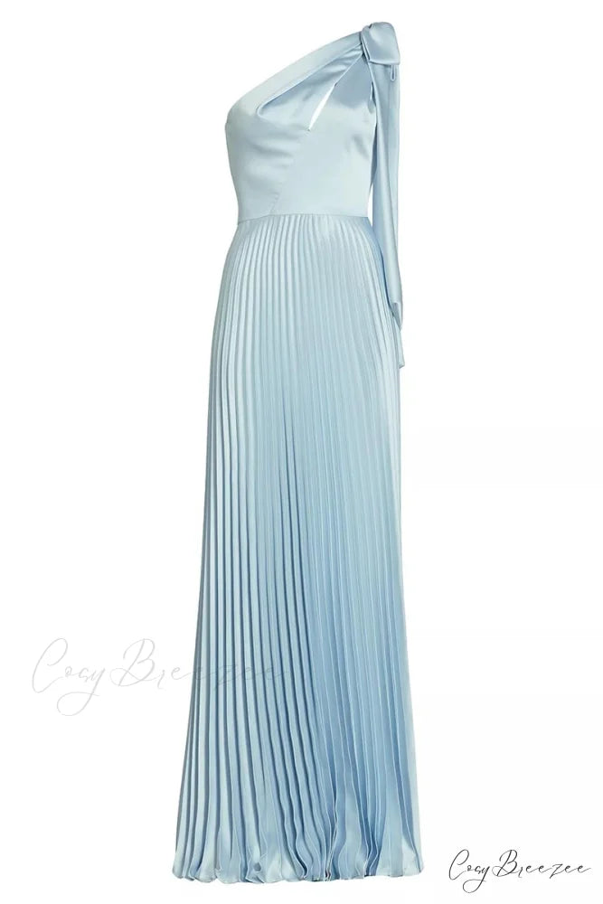 Lovely Evenings One-Shoulder Trendy Pleated Maxi Dress