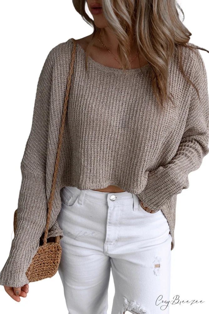 Low Dolman Slouchy High Gray Arm Sweater