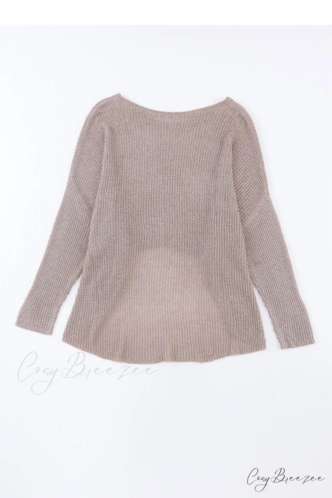 Low Dolman Slouchy High Gray Arm Sweater