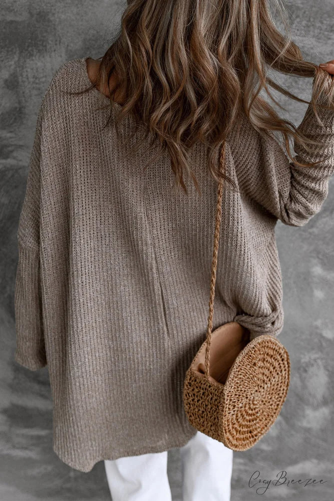 Low Dolman Slouchy High Gray Arm Sweater