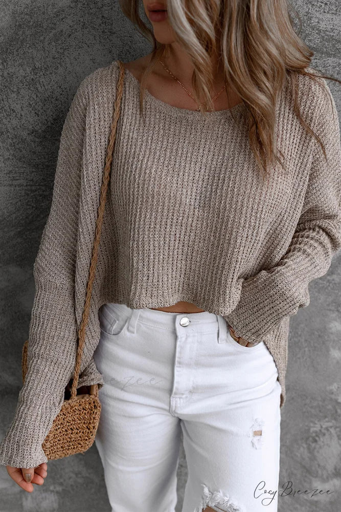 Low Dolman Slouchy High Gray Arm Sweater