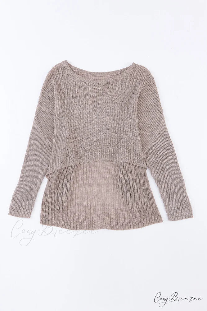 Low Dolman Slouchy High Gray Arm Sweater
