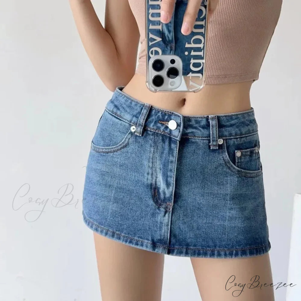 Low Micro Tight Denim Skirt Blue / S skirts-250223